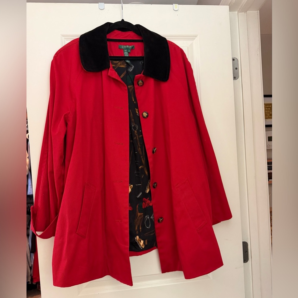 Vintage Ralph Lauren Equestrian Coat with Black Corduroy Collar